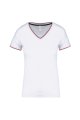 Dames T-shirt V Hals Kariban K394 WHITE-NAVY-RED